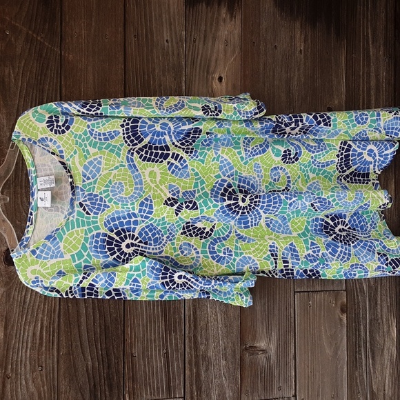 Caribbean Joe & Company turquoise green, blue, & white dress, Size M - Picture 1 of 7